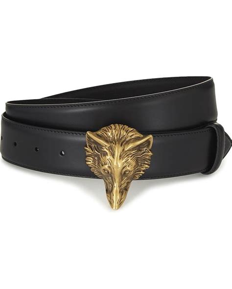 wolf head belt gucci|Gucci Wolf Buckle Leather Belt in Black for Men .